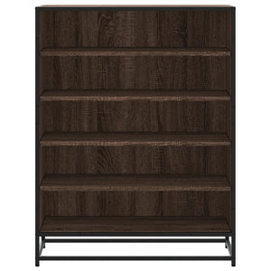 vidaXL Shoe Cabinet Brown Oak 75x38x97.5 cm Engineered Wood and Metal