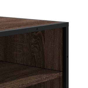 vidaXL Shoe Cabinet Brown Oak 75x38x97.5 cm Engineered Wood and Metal