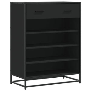 vidaXL Shoe Cabinet Black 75x38x97.5 cm Engineered Wood and Metal