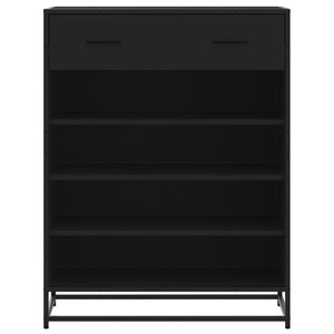 vidaXL Shoe Cabinet Black 75x38x97.5 cm Engineered Wood and Metal