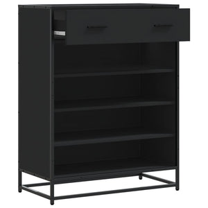 vidaXL Shoe Cabinet Black 75x38x97.5 cm Engineered Wood and Metal