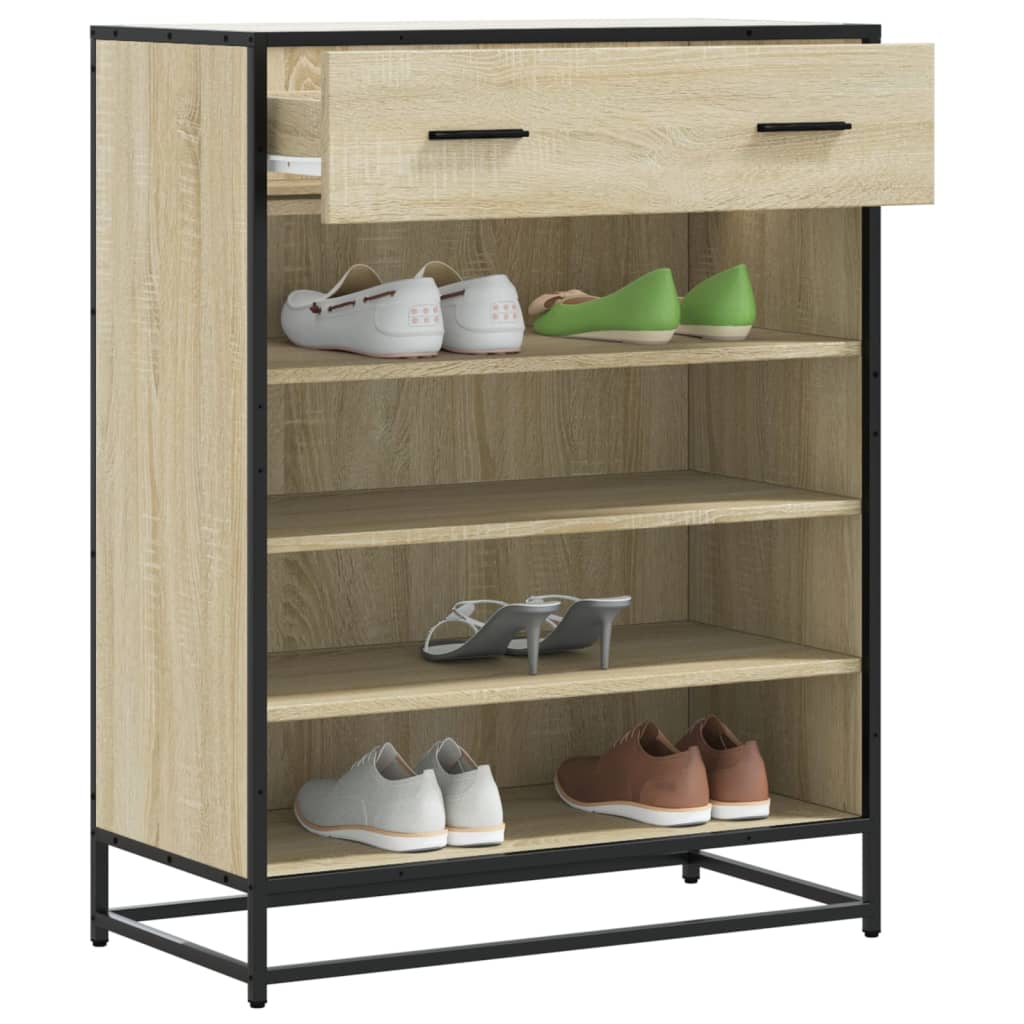 vidaXL Shoe Cabinet Sonoma Oak 75x38x97.5 cm Engineered Wood and Metal