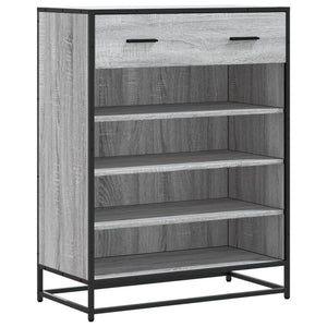 vidaXL Shoe Cabinet Grey Sonoma 75x38x97.5 cm Engineered Wood and Metal