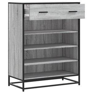 vidaXL Shoe Cabinet Grey Sonoma 75x38x97.5 cm Engineered Wood and Metal