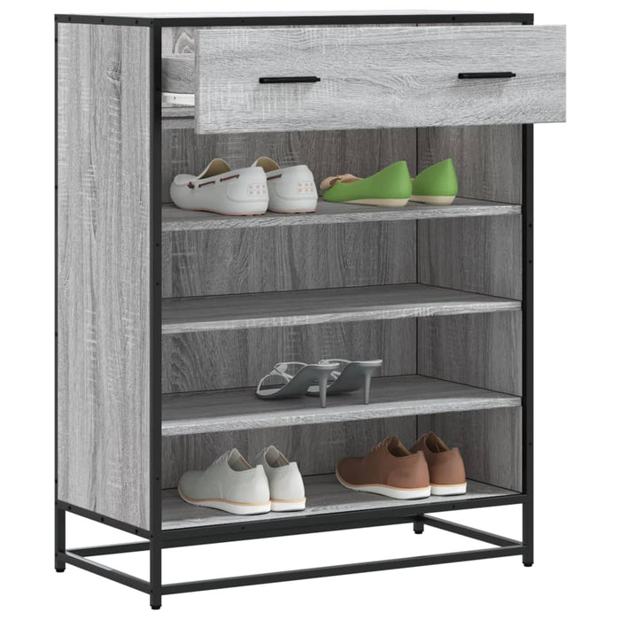 vidaXL Shoe Cabinet Grey Sonoma 75x38x97.5 cm Engineered Wood and Metal