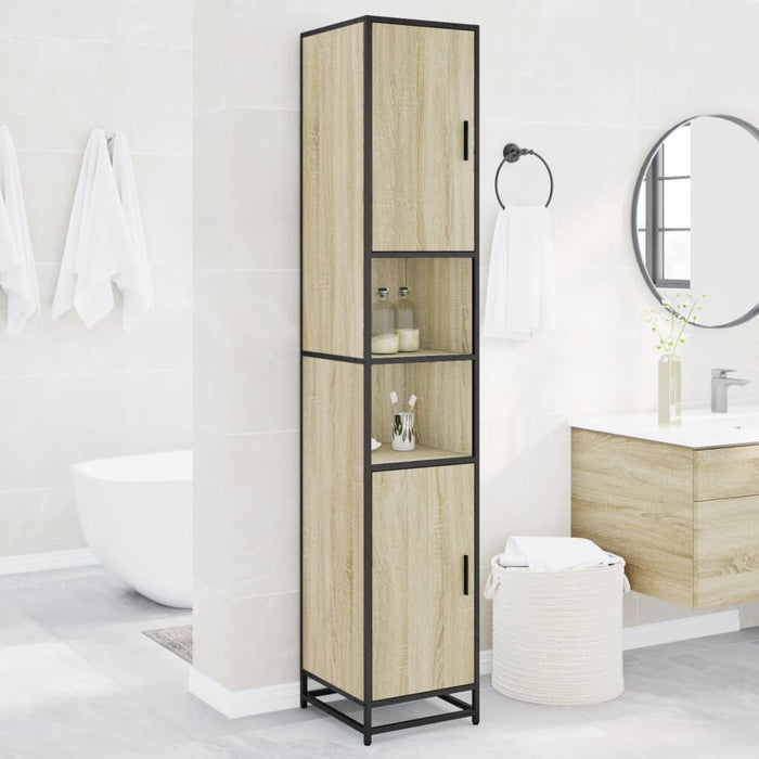 vidaXL Bathroom Cabinet Sonoma Oak 35x37.5x188.5 cm Engineered Wood and Metal