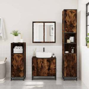 vidaXL Bathroom Cabinet Smoked Oak 35x37.5x188.5 cm Engineered Wood and Metal