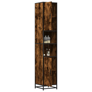 vidaXL Bathroom Cabinet Smoked Oak 35x37.5x188.5 cm Engineered Wood and Metal