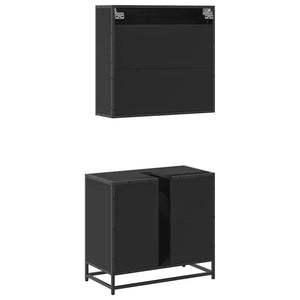 vidaXL 2 Piece Bathroom Furniture Set Black Engineered Wood