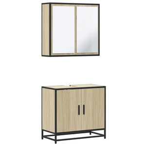 vidaXL 2 Piece Bathroom Furniture Set Sonoma Oak Engineered Wood