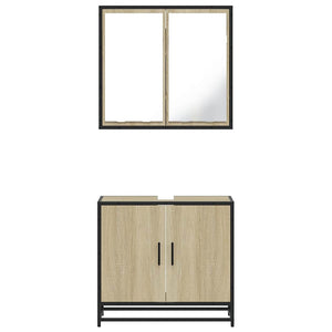 vidaXL 2 Piece Bathroom Furniture Set Sonoma Oak Engineered Wood