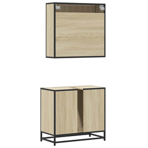 vidaXL 2 Piece Bathroom Furniture Set Sonoma Oak Engineered Wood