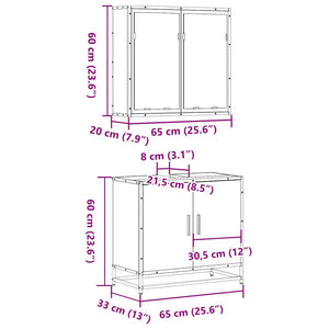 vidaXL 2 Piece Bathroom Furniture Set Sonoma Oak Engineered Wood