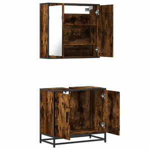 vidaXL 2 Piece Bathroom Furniture Set Smoked Oak Engineered Wood