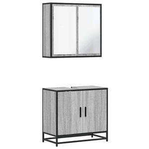 vidaXL 2 Piece Bathroom Furniture Set Grey Sonoma Engineered Wood