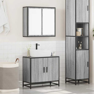 vidaXL 2 Piece Bathroom Furniture Set Grey Sonoma Engineered Wood