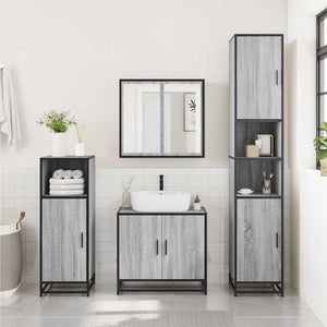 vidaXL 2 Piece Bathroom Furniture Set Grey Sonoma Engineered Wood