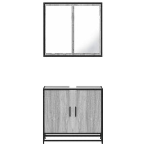 vidaXL 2 Piece Bathroom Furniture Set Grey Sonoma Engineered Wood