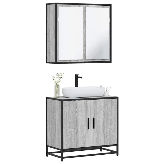 vidaXL 2 Piece Bathroom Furniture Set Grey Sonoma Engineered Wood