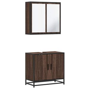 vidaXL 2 Piece Bathroom Furniture Set Brown Oak Engineered Wood