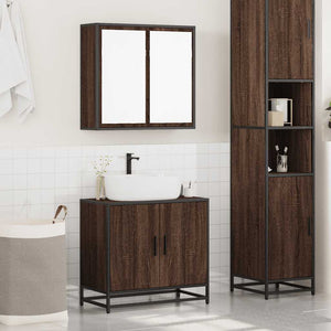 vidaXL 2 Piece Bathroom Furniture Set Brown Oak Engineered Wood