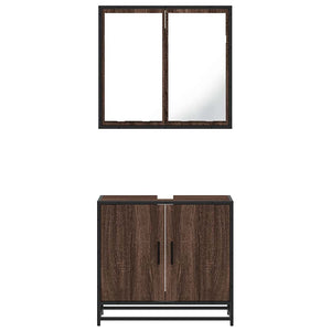 vidaXL 2 Piece Bathroom Furniture Set Brown Oak Engineered Wood