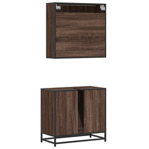 vidaXL 2 Piece Bathroom Furniture Set Brown Oak Engineered Wood