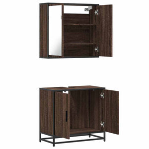 vidaXL 2 Piece Bathroom Furniture Set Brown Oak Engineered Wood