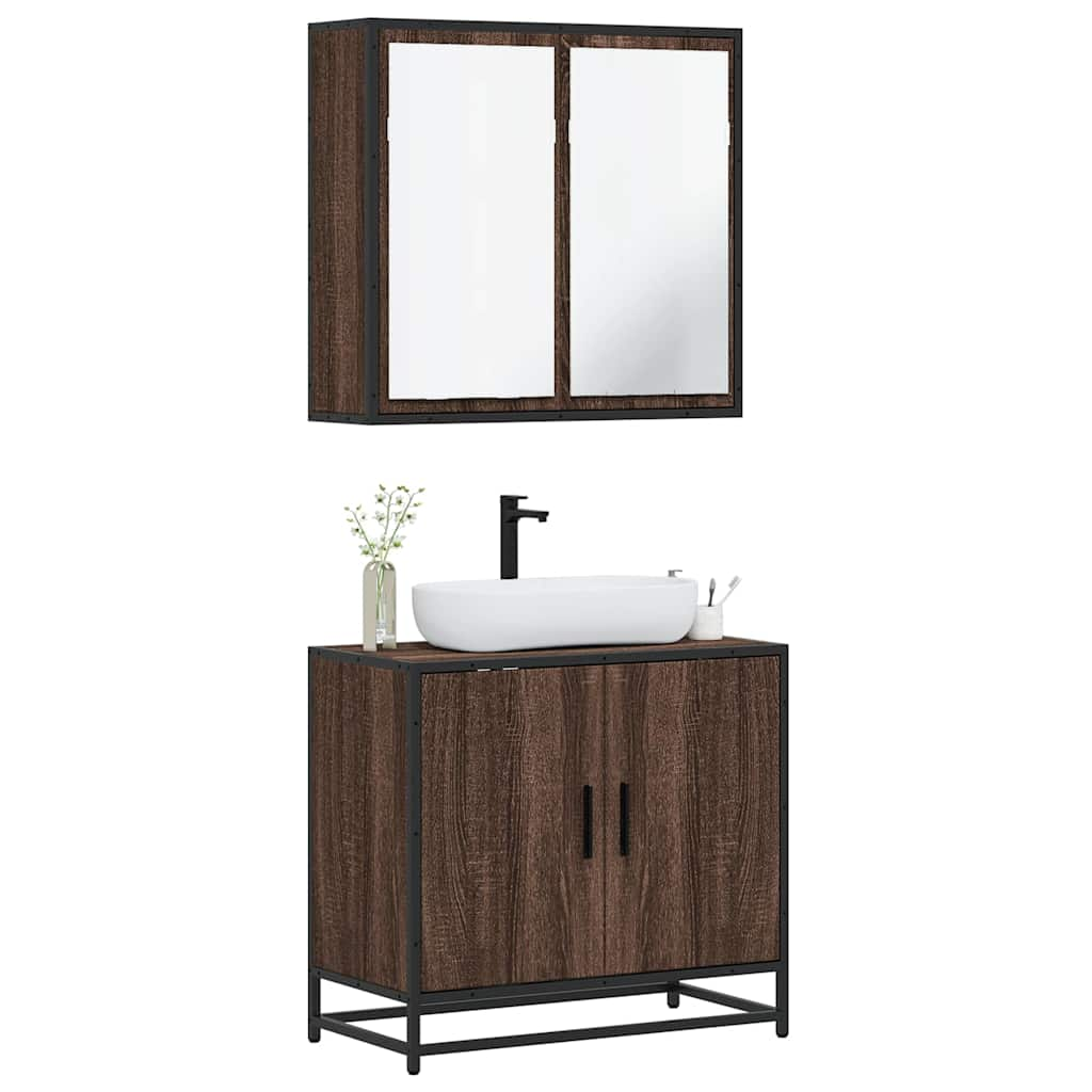 vidaXL 2 Piece Bathroom Furniture Set Brown Oak Engineered Wood