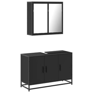 vidaXL 2 Piece Bathroom Furniture Set Black Engineered Wood