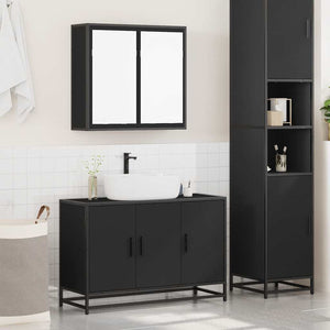 vidaXL 2 Piece Bathroom Furniture Set Black Engineered Wood