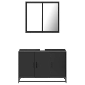 vidaXL 2 Piece Bathroom Furniture Set Black Engineered Wood