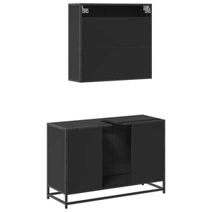 vidaXL 2 Piece Bathroom Furniture Set Black Engineered Wood