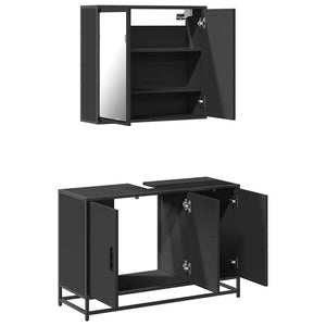 vidaXL 2 Piece Bathroom Furniture Set Black Engineered Wood