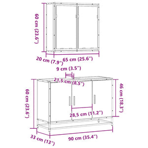 vidaXL 2 Piece Bathroom Furniture Set Black Engineered Wood