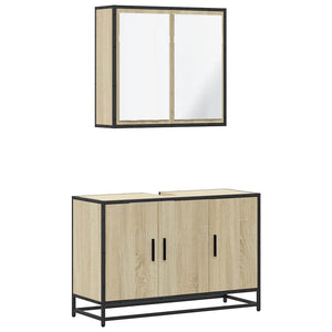 vidaXL 2 Piece Bathroom Furniture Set Sonoma Oak Engineered Wood