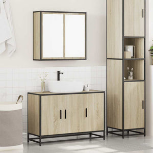 vidaXL 2 Piece Bathroom Furniture Set Sonoma Oak Engineered Wood