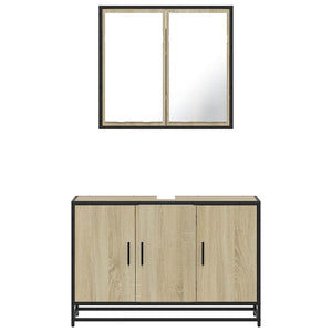 vidaXL 2 Piece Bathroom Furniture Set Sonoma Oak Engineered Wood