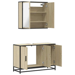 vidaXL 2 Piece Bathroom Furniture Set Sonoma Oak Engineered Wood