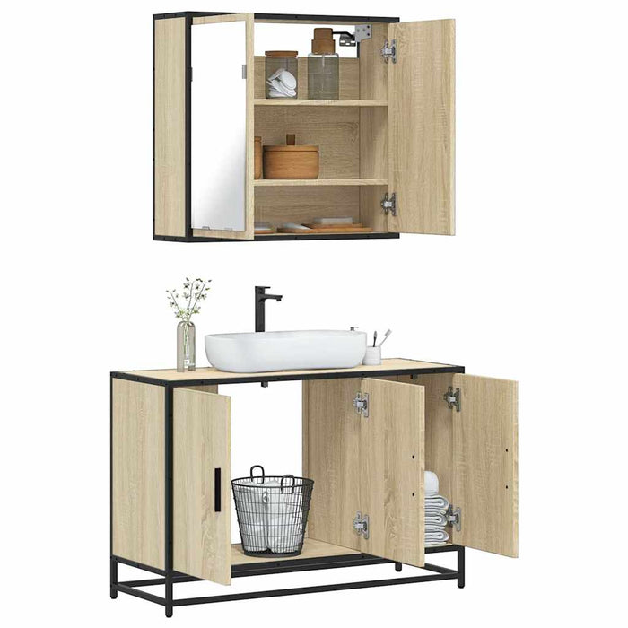 vidaXL 2 Piece Bathroom Furniture Set Sonoma Oak Engineered Wood