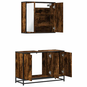 vidaXL 2 Piece Bathroom Furniture Set Smoked Oak Engineered Wood