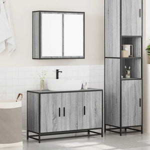 vidaXL 2 Piece Bathroom Furniture Set Grey Sonoma Engineered Wood