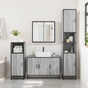 vidaXL 2 Piece Bathroom Furniture Set Grey Sonoma Engineered Wood