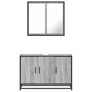 vidaXL 2 Piece Bathroom Furniture Set Grey Sonoma Engineered Wood