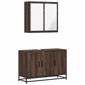 vidaXL 2 Piece Bathroom Furniture Set Brown Oak Engineered Wood