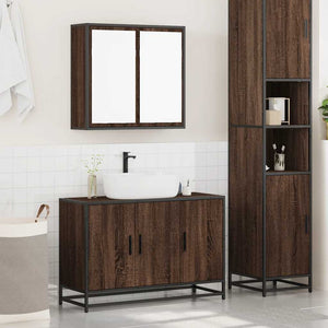 vidaXL 2 Piece Bathroom Furniture Set Brown Oak Engineered Wood