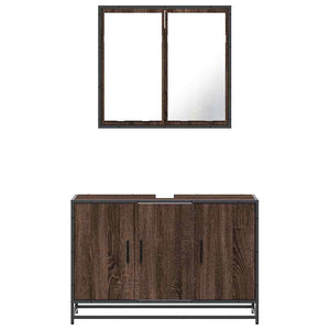 vidaXL 2 Piece Bathroom Furniture Set Brown Oak Engineered Wood