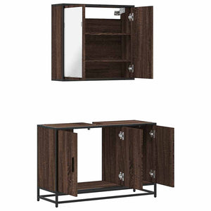 vidaXL 2 Piece Bathroom Furniture Set Brown Oak Engineered Wood