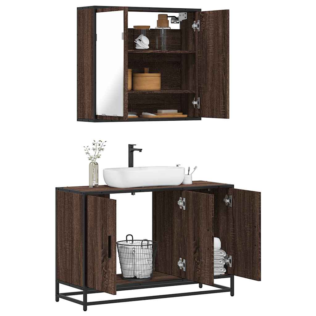 vidaXL 2 Piece Bathroom Furniture Set Brown Oak Engineered Wood