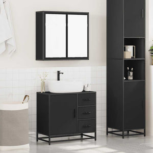 vidaXL 2 Piece Bathroom Furniture Set Black Engineered Wood